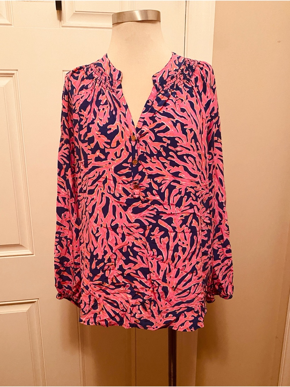 Lilly Pulitzer Pink & Navy Coral-Print Tunic